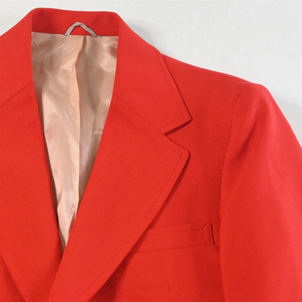 Vtg Mens‎ 38S Red Gold Button Hopsack Mens Blazer Suit Jacket Sport Coat